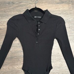 Zara black ribbed bodysuit